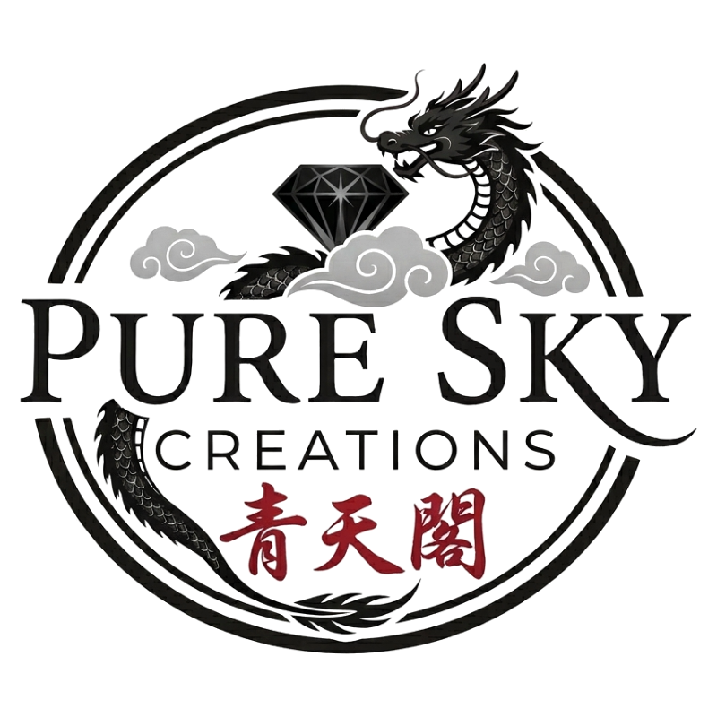 Pure Sky Creations emblem, black and red