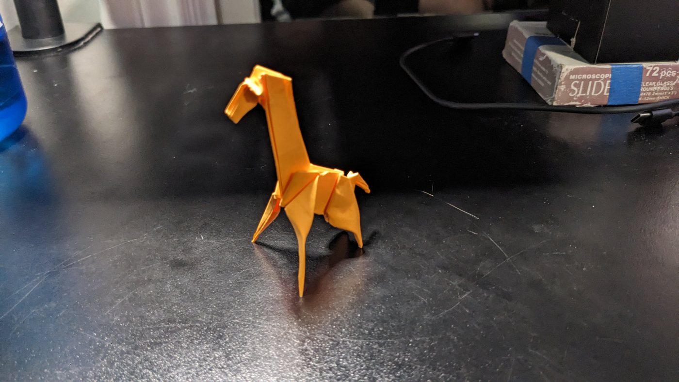 Orange origami giraffe