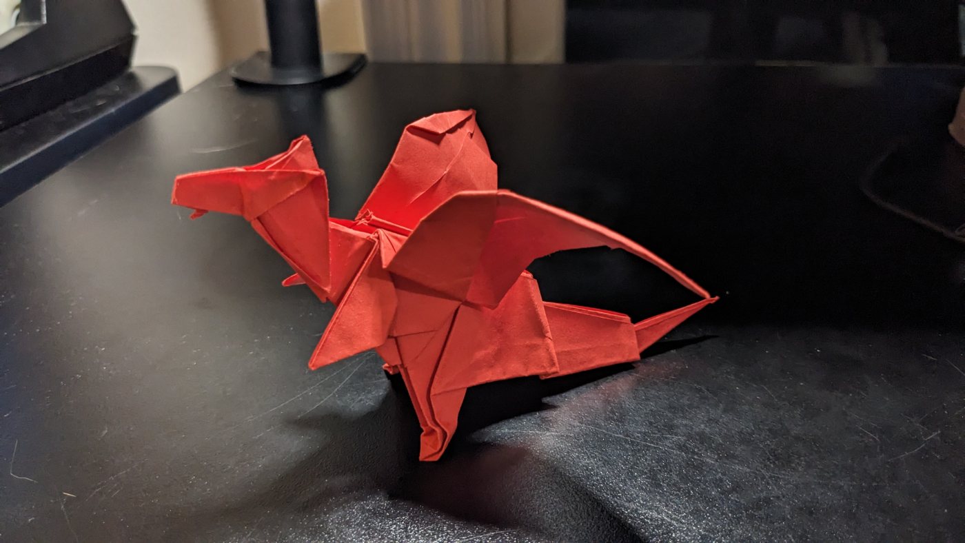 Red origami dragon